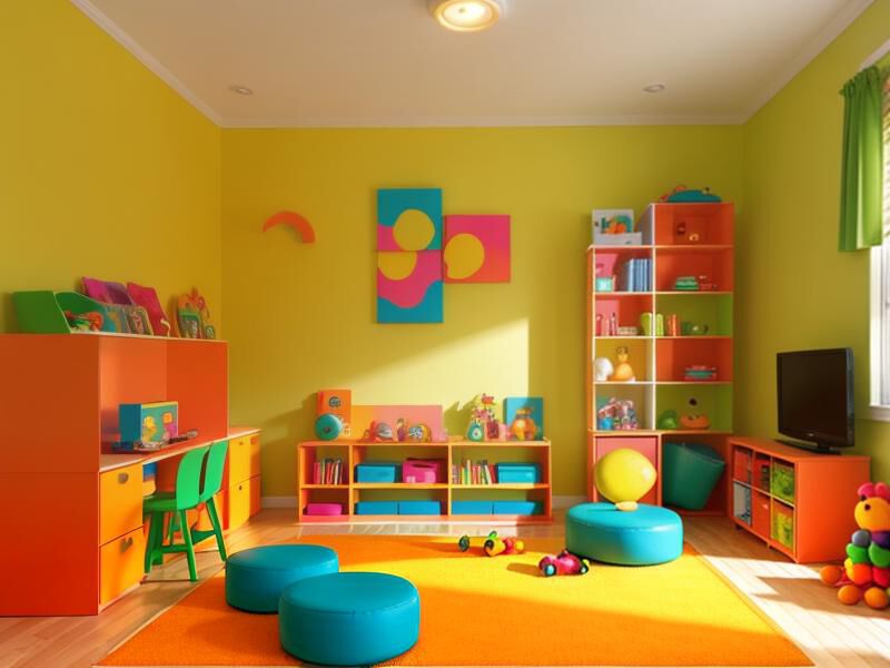 Ein Kinderzimmer mit bunten Spielsachen