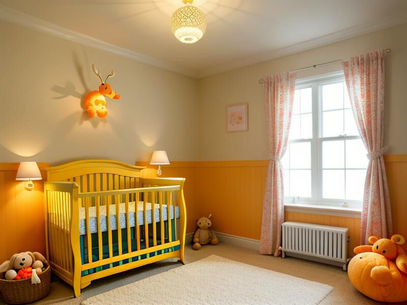 Ein Kinderzimmer mit Babybett